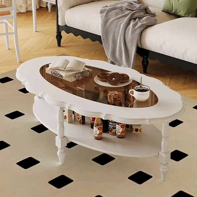 おしゃれな多層板ガラスセンターテーブル|リビングルームにぴったりのエレガントデザイン fcr-4838