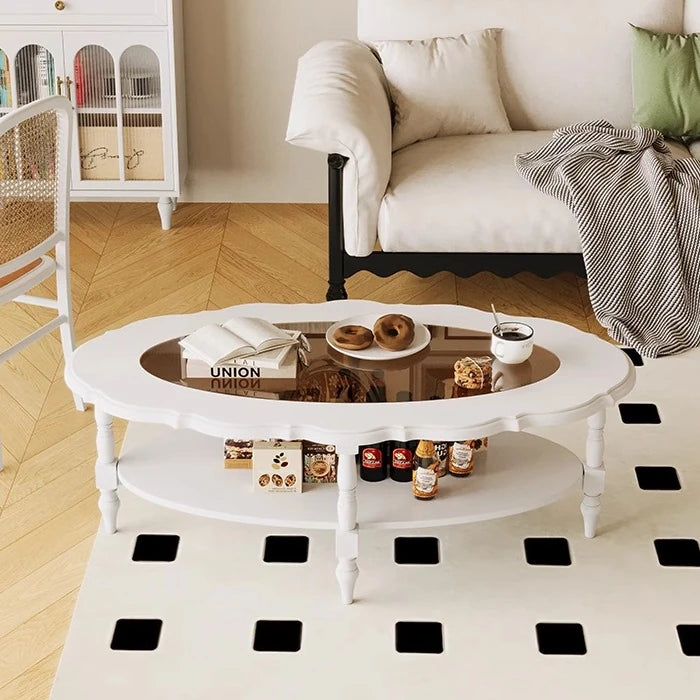 おしゃれな多層板ガラスセンターテーブル|リビングルームにぴったりのエレガントデザイン fcr-4838