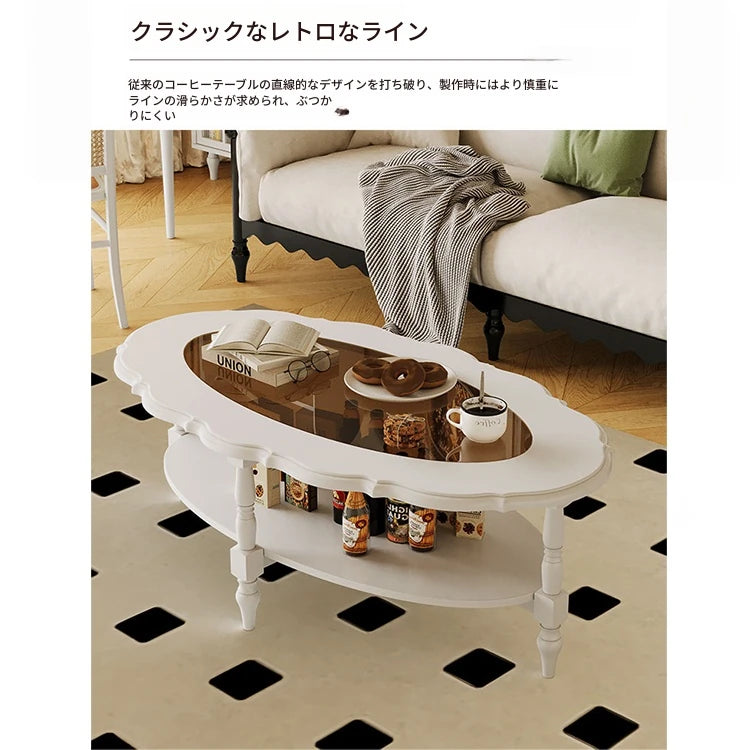 おしゃれな多層板ガラスセンターテーブル|リビングルームにぴったりのエレガントデザイン fcr-4838