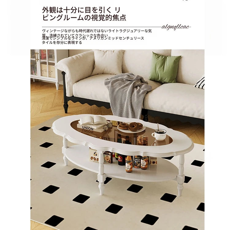 おしゃれな多層板ガラスセンターテーブル|リビングルームにぴったりのエレガントデザイン fcr-4838