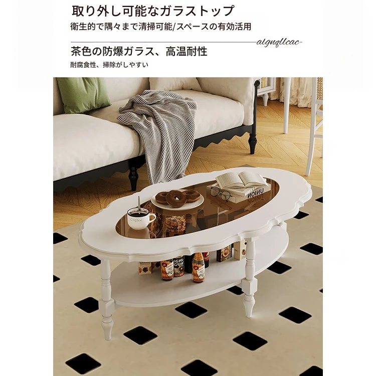 おしゃれな多層板ガラスセンターテーブル|リビングルームにぴったりのエレガントデザイン fcr-4838