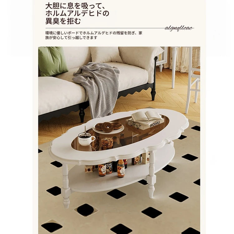 おしゃれな多層板ガラスセンターテーブル|リビングルームにぴったりのエレガントデザイン fcr-4838