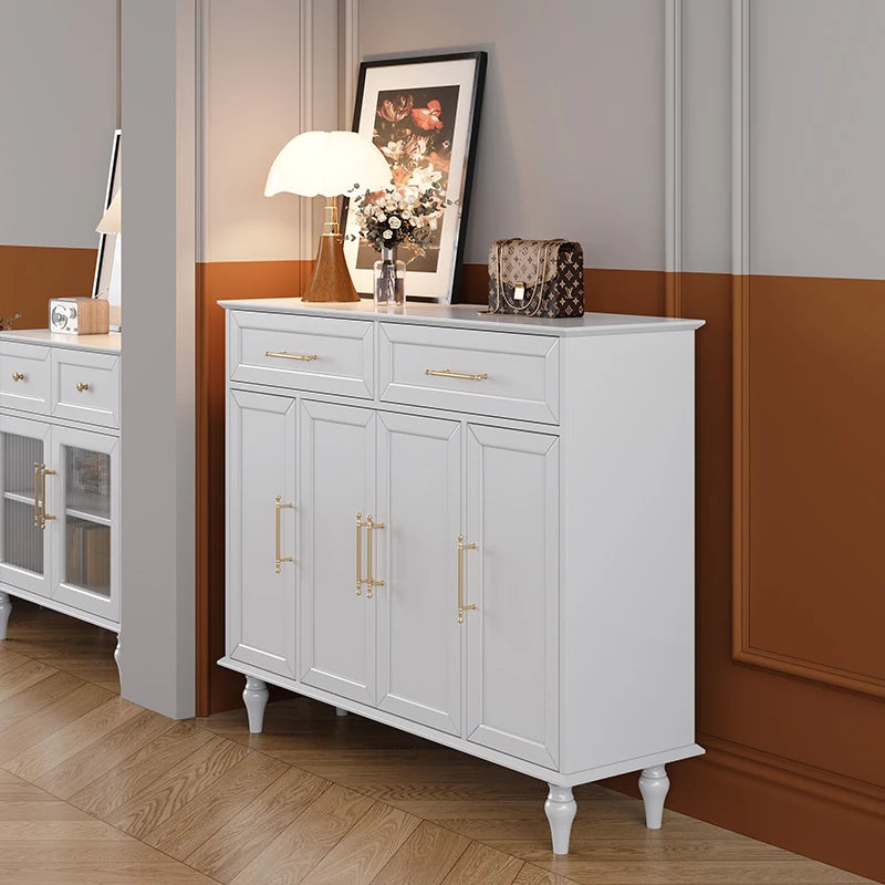 おしゃれなホワイトキャビネット - 多層板製、収納力抜群でシンプルなデザイン、リビングや玄関に最適! fcr-4841