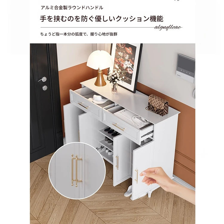 おしゃれなホワイトキャビネット - 多層板製、収納力抜群でシンプルなデザイン、リビングや玄関に最適! fcr-4841