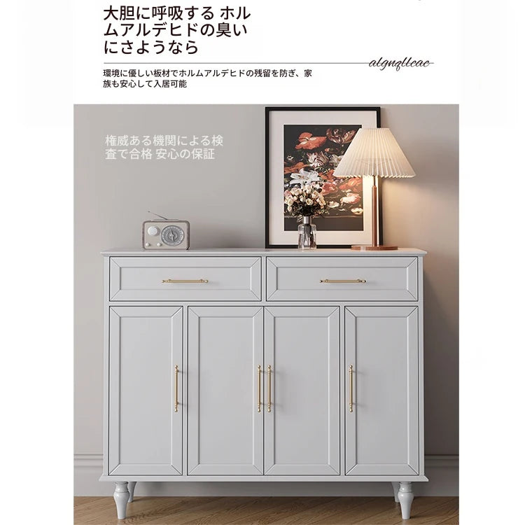 おしゃれなホワイトキャビネット - 多層板製、収納力抜群でシンプルなデザイン、リビングや玄関に最適! fcr-4841