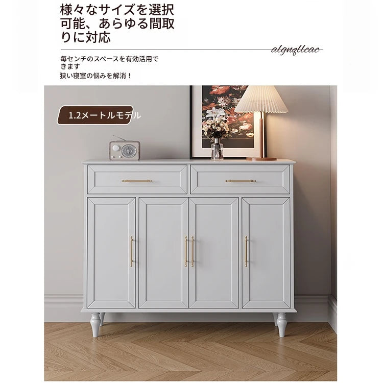 おしゃれなホワイトキャビネット - 多層板製、収納力抜群でシンプルなデザイン、リビングや玄関に最適! fcr-4841