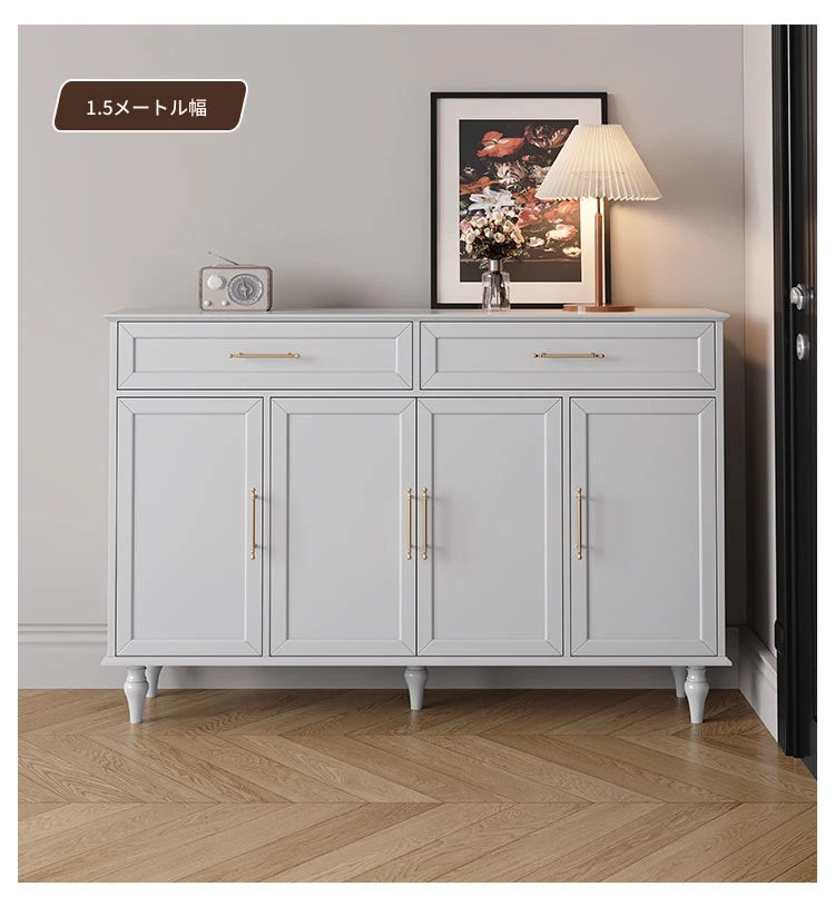 おしゃれなホワイトキャビネット - 多層板製、収納力抜群でシンプルなデザイン、リビングや玄関に最適! fcr-4841