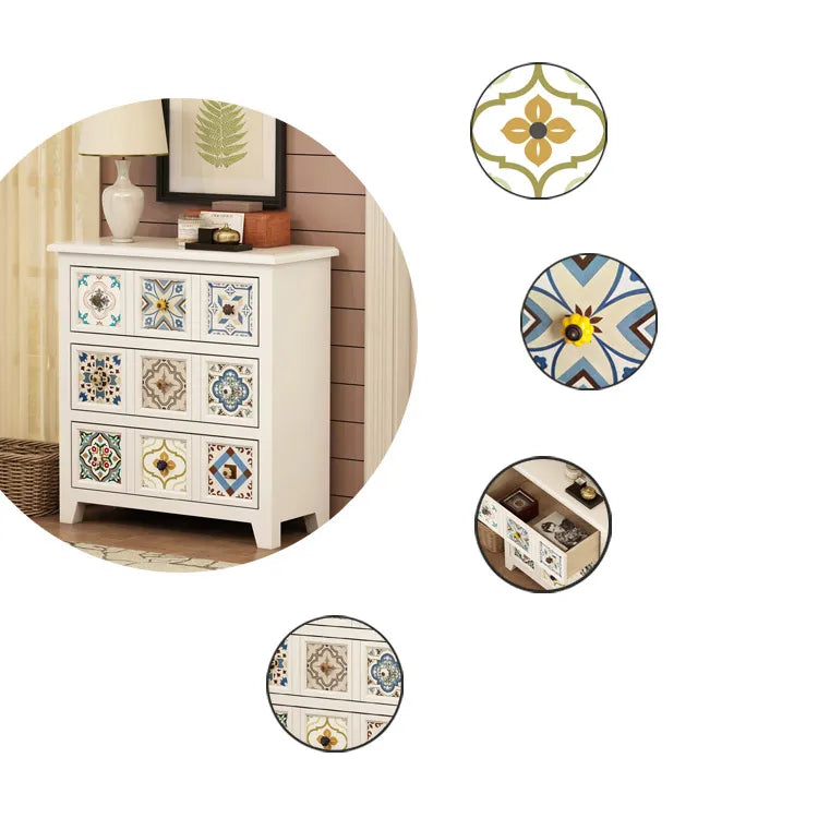 カラフルなタイルが魅力!無垢材セラミックキャビネットで華やかさを演出 fcwz-2349