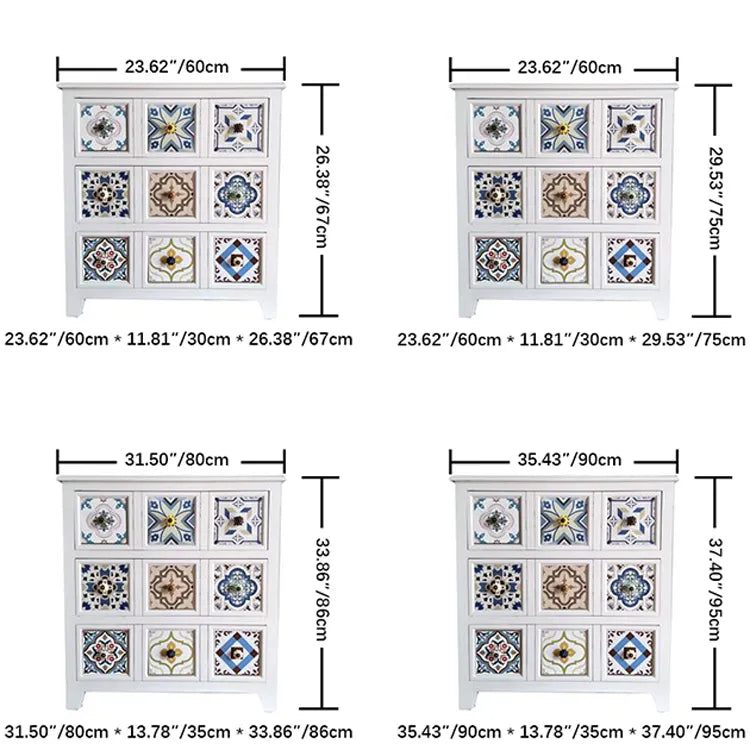 カラフルなタイルが魅力!無垢材セラミックキャビネットで華やかさを演出 fcwz-2349