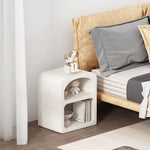 モダンデザインのホワイトナイトテーブル|おしゃれで機能的な収納スペース完備 fcwz-2362