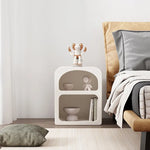 モダンデザインのホワイトナイトテーブル|おしゃれで機能的な収納スペース完備 fcwz-2362