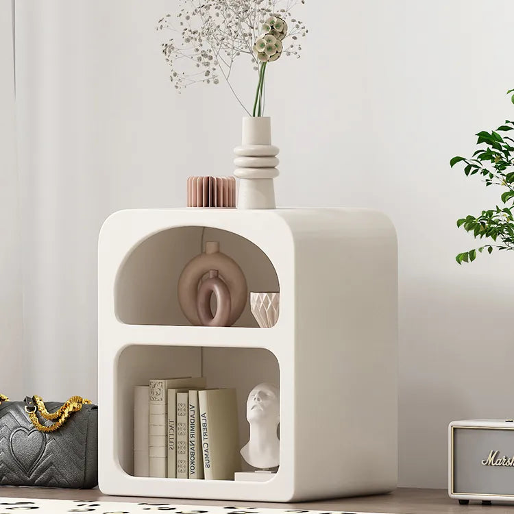 モダンデザインのホワイトナイトテーブル|おしゃれで機能的な収納スペース完備 fcwz-2362