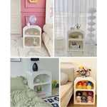 モダンデザインのホワイトナイトテーブル|おしゃれで機能的な収納スペース完備 fcwz-2362