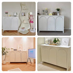 【玄関&リビングに】シェルホワイトの曲線キャビネット おしゃれ収納&ディスプレイに最適 fcwz-2363