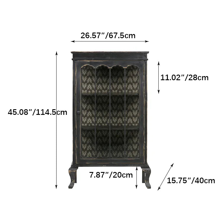 クラシックデザインのパイン材キャビネット|おしゃれなガラス扉付き収納家具 fcwz-2365