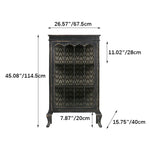 クラシックデザインのパイン材キャビネット|おしゃれなガラス扉付き収納家具 fcwz-2365