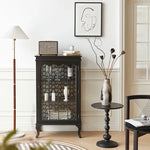 クラシックデザインのパイン材キャビネット|おしゃれなガラス扉付き収納家具 fcwz-2365