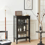 クラシックデザインのパイン材キャビネット|おしゃれなガラス扉付き収納家具 fcwz-2365