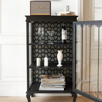 クラシックデザインのパイン材キャビネット|おしゃれなガラス扉付き収納家具 fcwz-2365