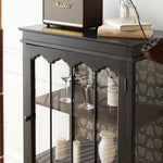 クラシックデザインのパイン材キャビネット|おしゃれなガラス扉付き収納家具 fcwz-2365