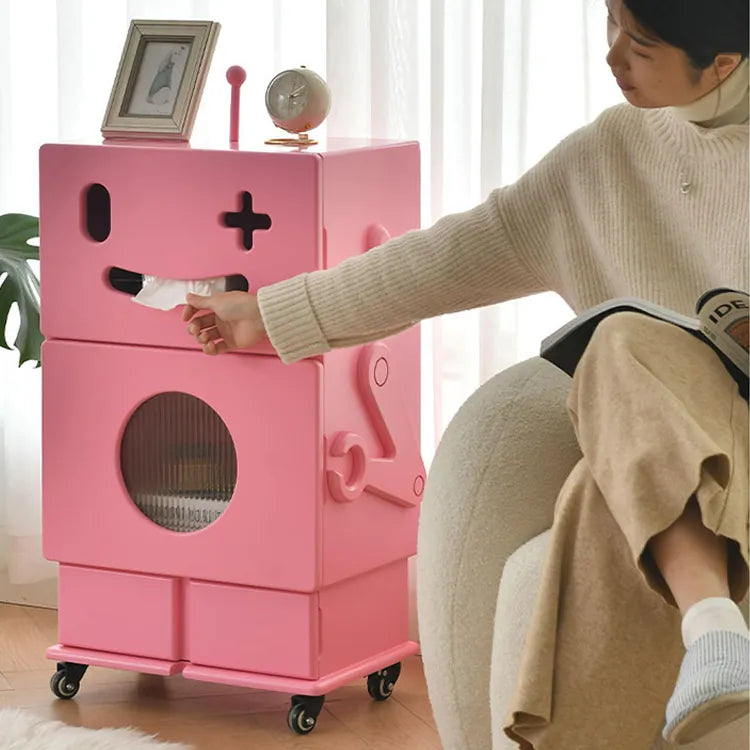 かわいいロボットデザインのガラス製キャビネット - おしゃれな収納アイディア! fcwz-2367