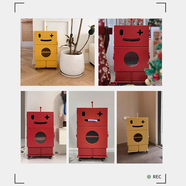 かわいいロボットデザインのガラス製キャビネット - おしゃれな収納アイディア! fcwz-2367