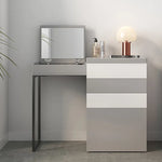 モダンデザインのガラス&合成皮革化粧台セット - スタイリッシュな収納力とコンパクトサイズ fcx-2594