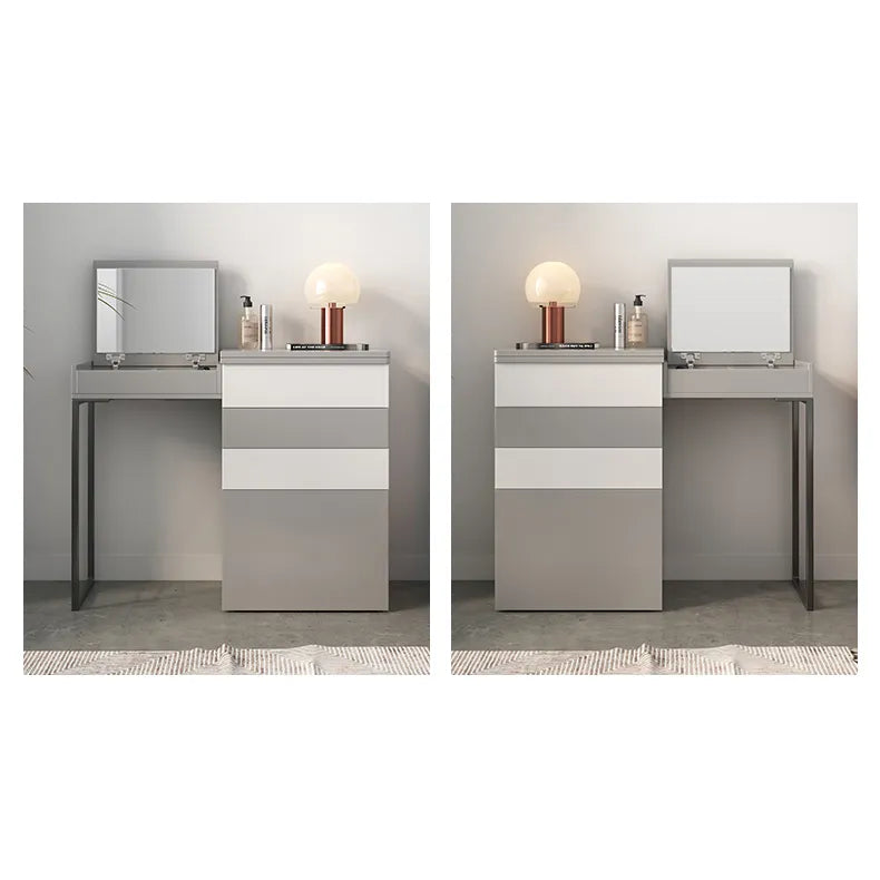 モダンデザインのガラス&合成皮革化粧台セット - スタイリッシュな収納力とコンパクトサイズ fcx-2594