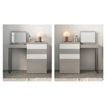 モダンデザインのガラス&合成皮革化粧台セット - スタイリッシュな収納力とコンパクトサイズ fcx-2594