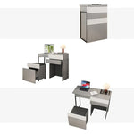 モダンデザインのガラス&合成皮革化粧台セット - スタイリッシュな収納力とコンパクトサイズ fcx-2594