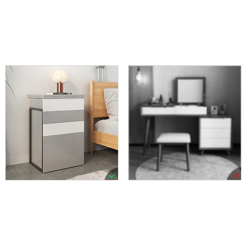 モダンデザインのガラス&合成皮革化粧台セット - スタイリッシュな収納力とコンパクトサイズ fcx-2594