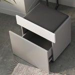 モダンデザインのガラス&合成皮革化粧台セット - スタイリッシュな収納力とコンパクトサイズ fcx-2594