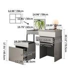 モダンデザインのガラス&合成皮革化粧台セット - スタイリッシュな収納力とコンパクトサイズ fcx-2594