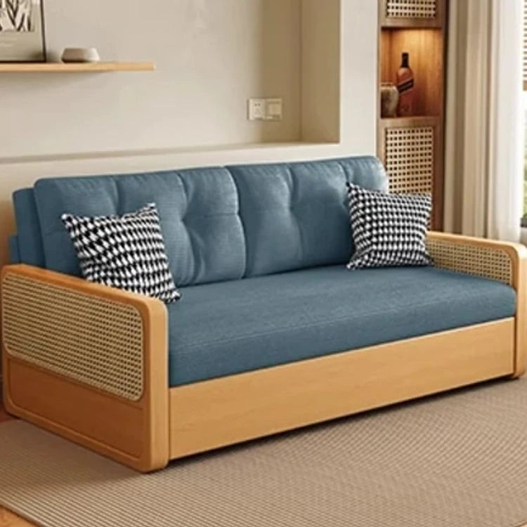 オーク無垢材とラタン使用のシリコンフィルコーデュロイソファー|モダンで快適なリビングスタイルを演出 fdh-3111