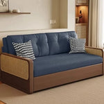 オーク無垢材とラタン使用のシリコンフィルコーデュロイソファー|モダンで快適なリビングスタイルを演出 fdh-3111