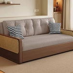 オーク無垢材とラタン使用のシリコンフィルコーデュロイソファー|モダンで快適なリビングスタイルを演出 fdh-3111