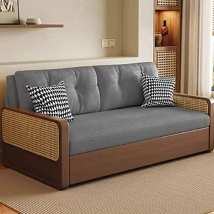 オーク無垢材とラタン使用のシリコンフィルコーデュロイソファー|モダンで快適なリビングスタイルを演出 fdh-3111