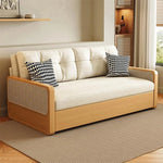 オーク無垢材とラタン使用のシリコンフィルコーデュロイソファー|モダンで快適なリビングスタイルを演出 fdh-3111