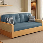 オーク無垢材とラタン使用のシリコンフィルコーデュロイソファー|モダンで快適なリビングスタイルを演出 fdh-3111