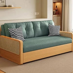 オーク無垢材とラタン使用のシリコンフィルコーデュロイソファー|モダンで快適なリビングスタイルを演出 fdh-3111