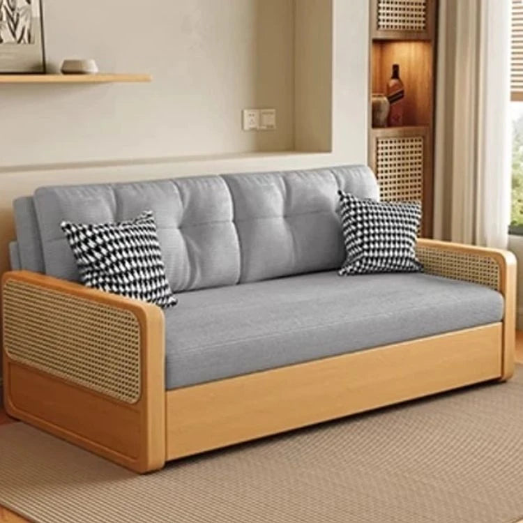 オーク無垢材とラタン使用のシリコンフィルコーデュロイソファー|モダンで快適なリビングスタイルを演出 fdh-3111