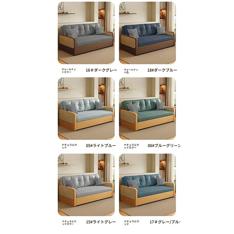 オーク無垢材とラタン使用のシリコンフィルコーデュロイソファー|モダンで快適なリビングスタイルを演出 fdh-3111