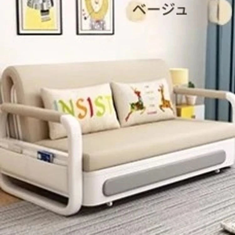 モダンデザインの綿麻ソファー - 無垢材フレーム & PUレザー製、収納付きの快適リビング必需品! fdh-4760