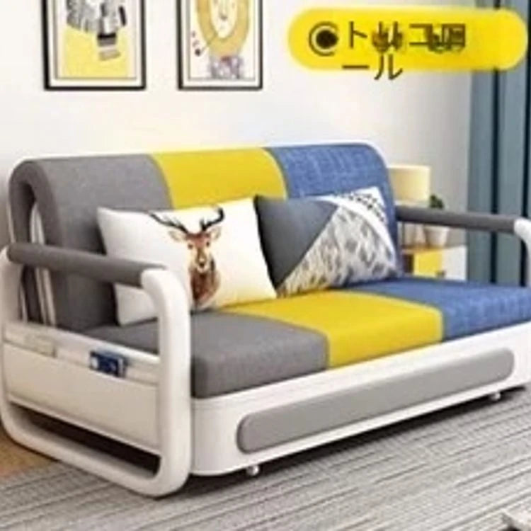 モダンデザインの綿麻ソファー - 無垢材フレーム & PUレザー製、収納付きの快適リビング必需品! fdh-4760