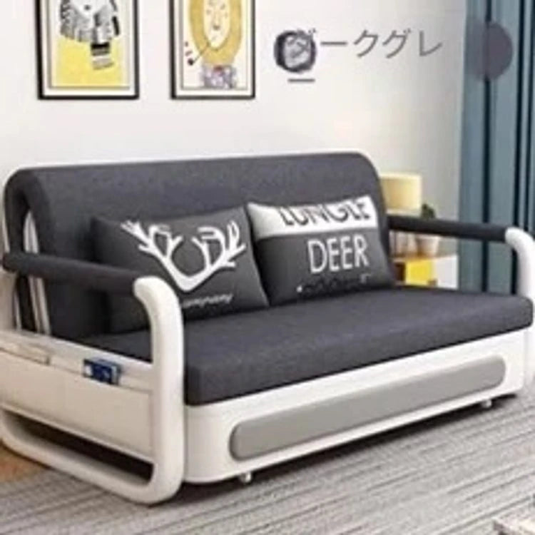 モダンデザインの綿麻ソファー - 無垢材フレーム & PUレザー製、収納付きの快適リビング必需品! fdh-4760