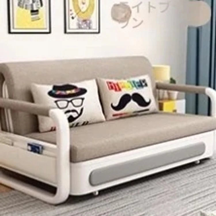 モダンデザインの綿麻ソファー - 無垢材フレーム & PUレザー製、収納付きの快適リビング必需品! fdh-4760