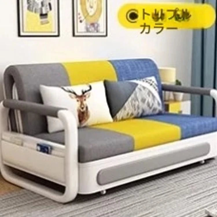 モダンデザインの綿麻ソファー - 無垢材フレーム & PUレザー製、収納付きの快適リビング必需品! fdh-4760