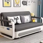 モダンデザインの綿麻ソファー - 無垢材フレーム & PUレザー製、収納付きの快適リビング必需品! fdh-4760