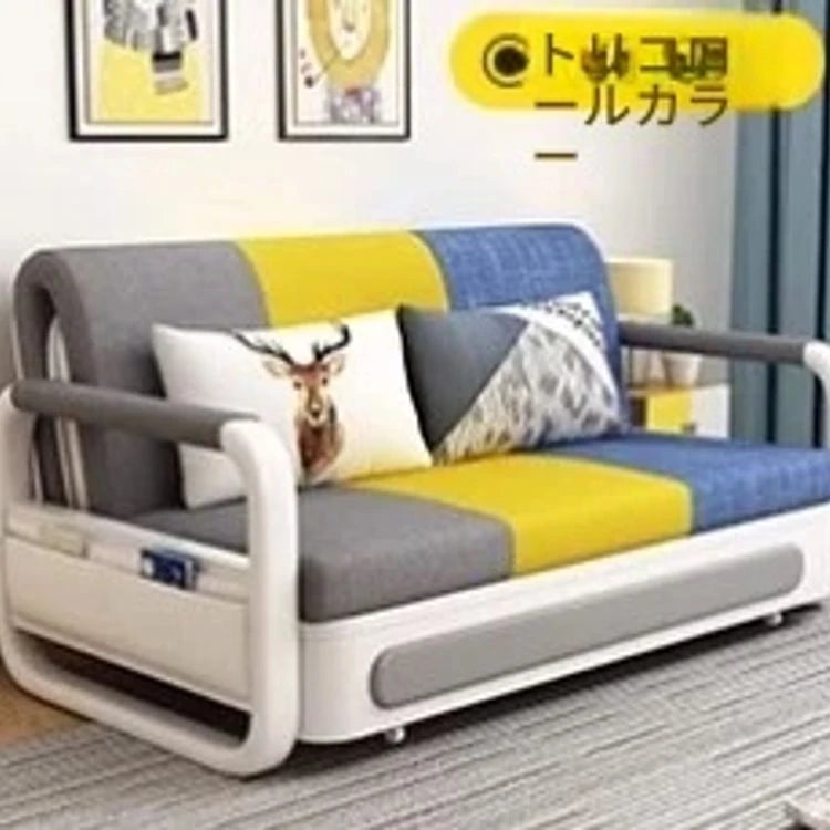 モダンデザインの綿麻ソファー - 無垢材フレーム & PUレザー製、収納付きの快適リビング必需品! fdh-4760