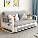 モダンデザインの綿麻ソファー - 無垢材フレーム & PUレザー製、収納付きの快適リビング必需品! fdh-4760